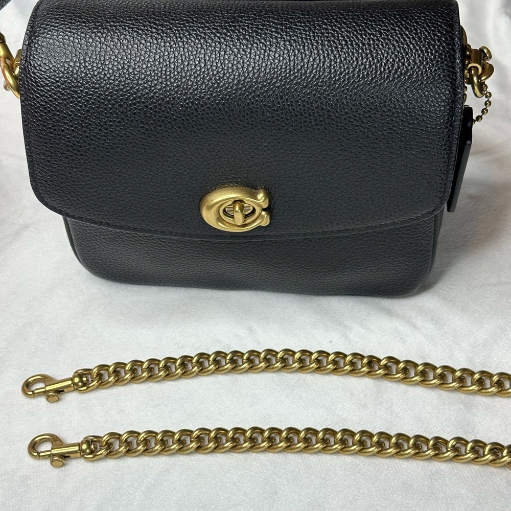 Coach Black Satchel with Gold Accents